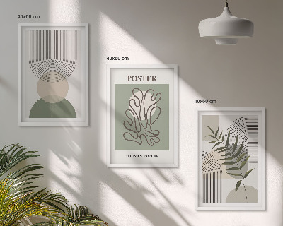 Gerahmtes bilderset Geometrische botanische Muster