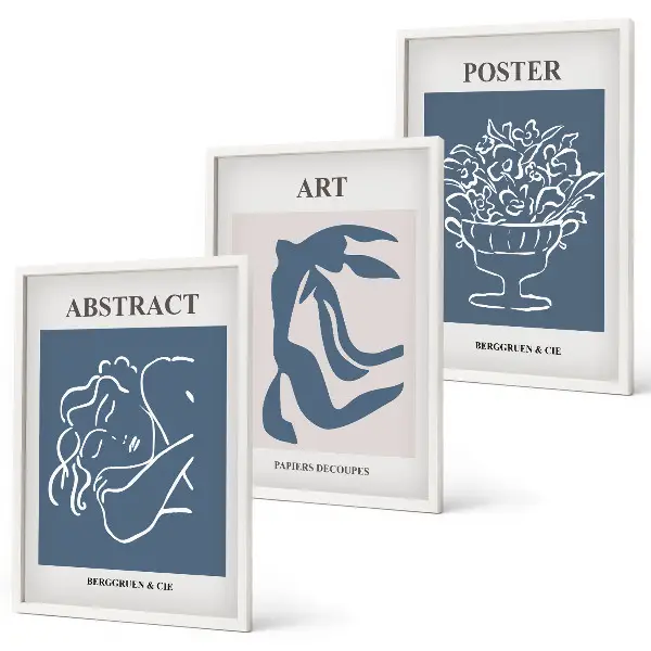 3er-Set Wandbilder mit Rahmen im Stil von Matisse abstrakte Muster