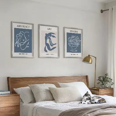 3er-Set Wandbilder mit Rahmen im Stil von Matisse abstrakte Muster