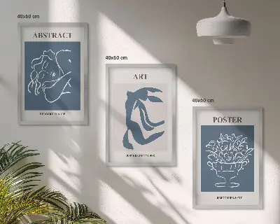 3er-Set Wandbilder mit Rahmen im Stil von Matisse abstrakte Muster