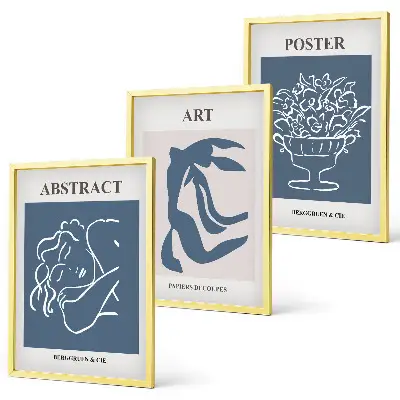 3er-Set Wandbilder mit Rahmen im Stil von Matisse abstrakte Muster
