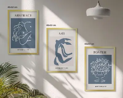 3er-Set Wandbilder mit Rahmen im Stil von Matisse abstrakte Muster