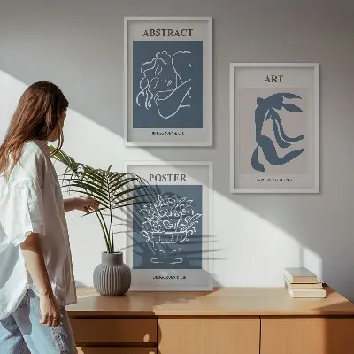 3er-Set Wandbilder mit Rahmen im Stil von Matisse abstrakte Muster