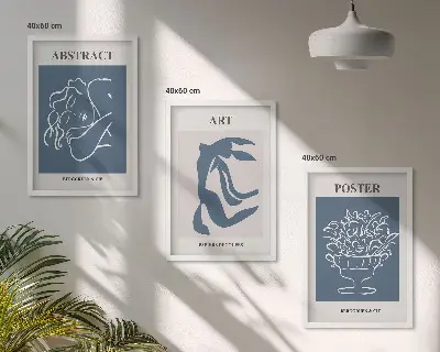 3er-Set Wandbilder mit Rahmen im Stil von Matisse abstrakte Muster