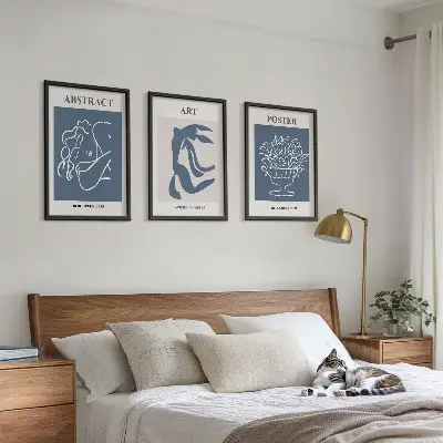 3er-Set Wandbilder mit Rahmen im Stil von Matisse abstrakte Muster