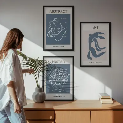 3er-Set Wandbilder mit Rahmen im Stil von Matisse abstrakte Muster