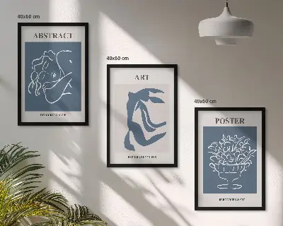 3er-Set Wandbilder mit Rahmen im Stil von Matisse abstrakte Muster