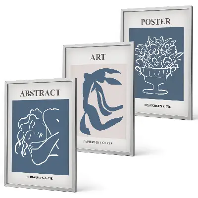3er-Set Wandbilder mit Rahmen im Stil von Matisse abstrakte Muster
