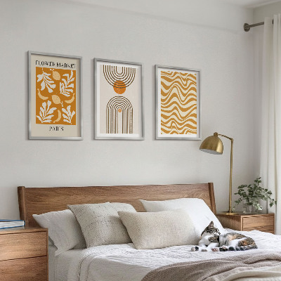 Gerahmtes bilderset Poster mit geometrischen Pflanzenmustern