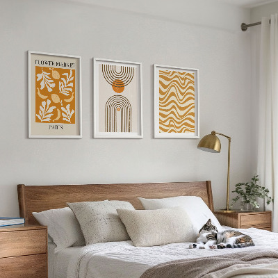 Gerahmtes bilderset Poster mit geometrischen Pflanzenmustern
