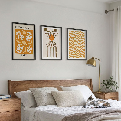 Gerahmtes bilderset Poster mit geometrischen Pflanzenmustern