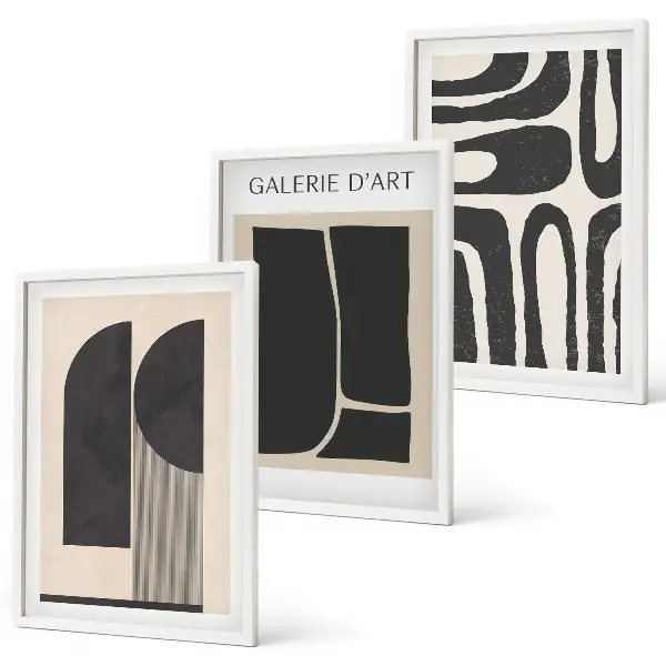 Abstraktes, minimalistisches Poster-Set mit passenden Bilderrahmen