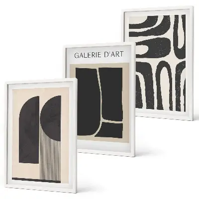 Abstraktes, minimalistisches Poster-Set mit passenden Bilderrahmen
