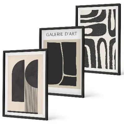 Abstraktes, minimalistisches Poster-Set mit passenden Bilderrahmen