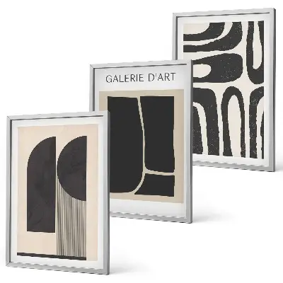 Abstraktes, minimalistisches Poster-Set mit passenden Bilderrahmen