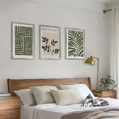 Botanischer Boho-Minimalismus Bilder-3er-Set mit Rahmen