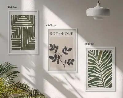 Botanischer Boho-Minimalismus Bilder-3er-Set mit Rahmen