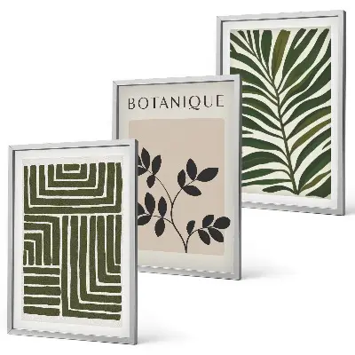 Botanischer Boho-Minimalismus Bilder-3er-Set mit Rahmen