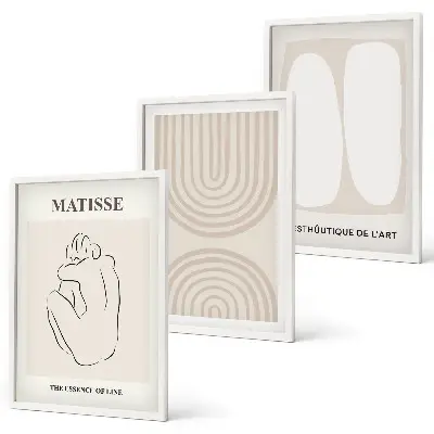 Gerahmtes Bilderset mit stilvollen minimalistischen Linien