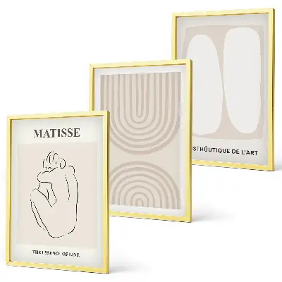 Gerahmtes Bilderset mit stilvollen minimalistischen Linien