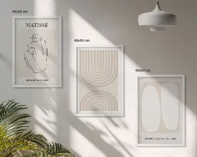Gerahmtes Bilderset mit stilvollen minimalistischen Linien