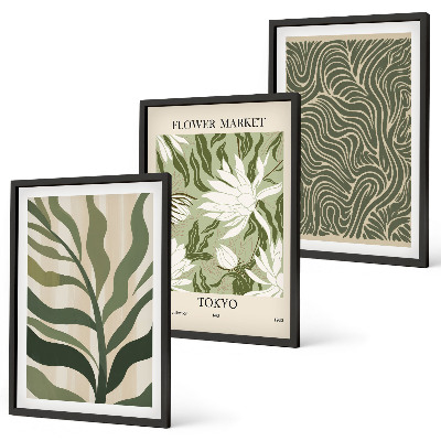 Bilder-3er-set mit rahmen Pflanzenmuster, Boho-Dekorationen