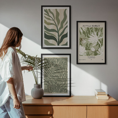 Bilder-3er-set mit rahmen Pflanzenmuster, Boho-Dekorationen