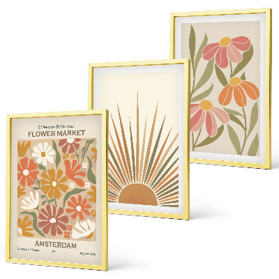 Bilder-3er-set mit rahmen Pastellfarbene Sonnenblumen