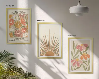 Pastellfarbene Sonnenblumen 3er-Set Bilder mit Rahmen