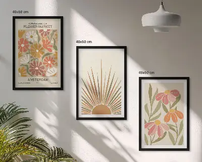 Pastellfarbene Sonnenblumen 3er-Set Bilder mit Rahmen