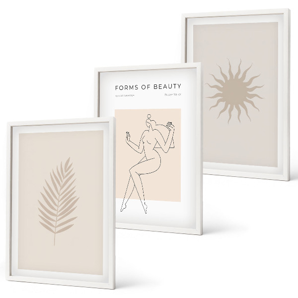 Bilder-3er-set mit rahmen Eine Sammlung minimalistischer Formen