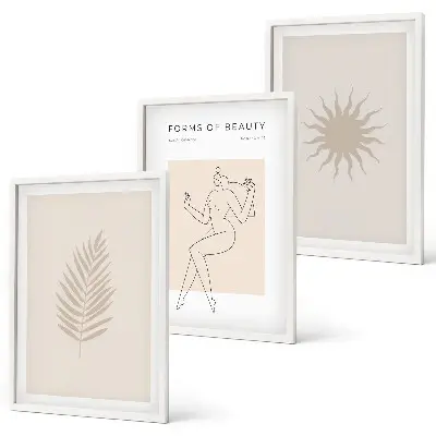 Minimalistische Formen Bilder-3er-Set mit Rahmen eine Sammlung minimalistischer Motive als dreiteiliges Set inklusive Rahmen