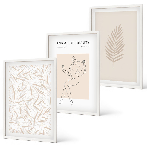 Gerahmtes bilderset Minimalistische botanische Motive