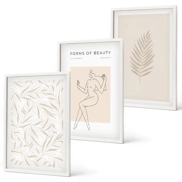 Gerahmtes Bilderset mit minimalistischen botanischen Motiven