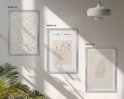 Gerahmtes Bilderset mit minimalistischen botanischen Motiven
