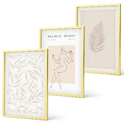 Gerahmtes Bilderset mit minimalistischen botanischen Motiven