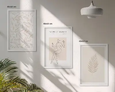 Gerahmtes Bilderset mit minimalistischen botanischen Motiven