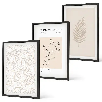 Gerahmtes Bilderset mit minimalistischen botanischen Motiven