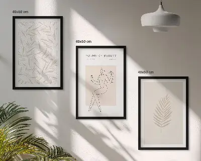 Gerahmtes Bilderset mit minimalistischen botanischen Motiven