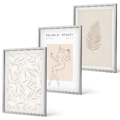 Gerahmtes Bilderset mit minimalistischen botanischen Motiven