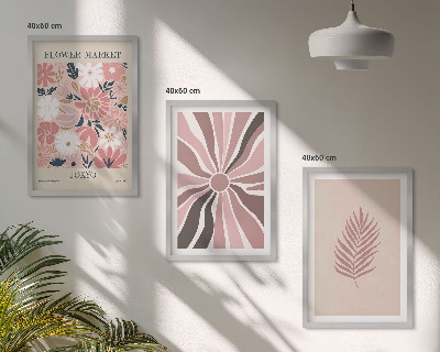 Bilder-3er-set mit rahmen Florale Blattmuster und Geometrie