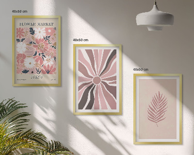 Bilder-3er-set mit rahmen Florale Blattmuster und Geometrie