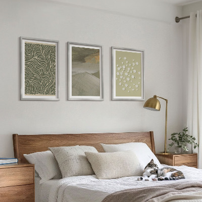 Gerahmtes bilderset Abstrakte florale Wellenmuster