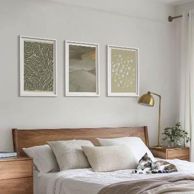 Gerahmtes bilderset Abstrakte florale Wellenmuster