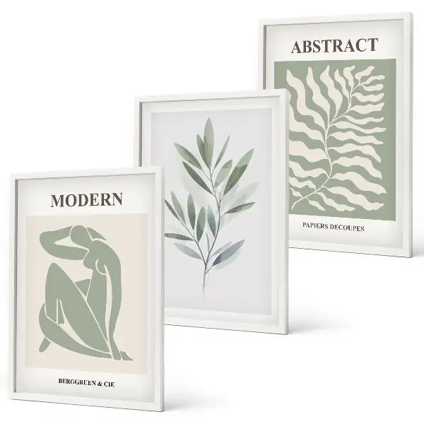 Gerahmtes Bilderset mit Matisse Aquarell im Boho-Design