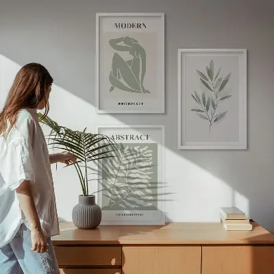 Gerahmtes Bilderset mit Matisse Aquarell im Boho-Design