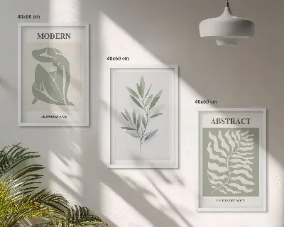Gerahmtes Bilderset mit Matisse Aquarell im Boho-Design