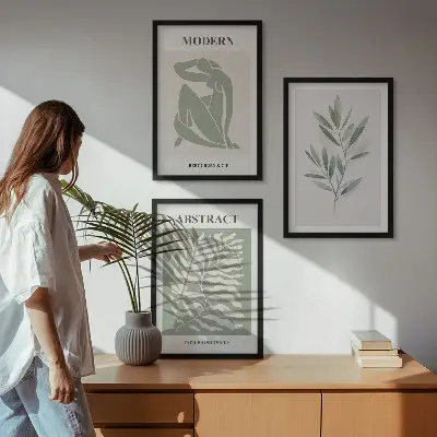 Gerahmtes Bilderset mit Matisse Aquarell im Boho-Design