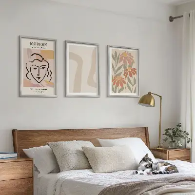 Moderne abstrakte Frau 3er-Set Bilder mit Rahmen