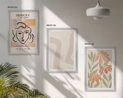 Moderne abstrakte Frau 3er-Set Bilder mit Rahmen